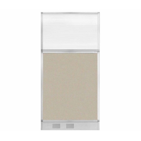 Versare Hush Panel Configurable Cubicle Partition 3' x 6' Sand Fabric Clear Fluted Window w/ Cable Channel 1856318-1